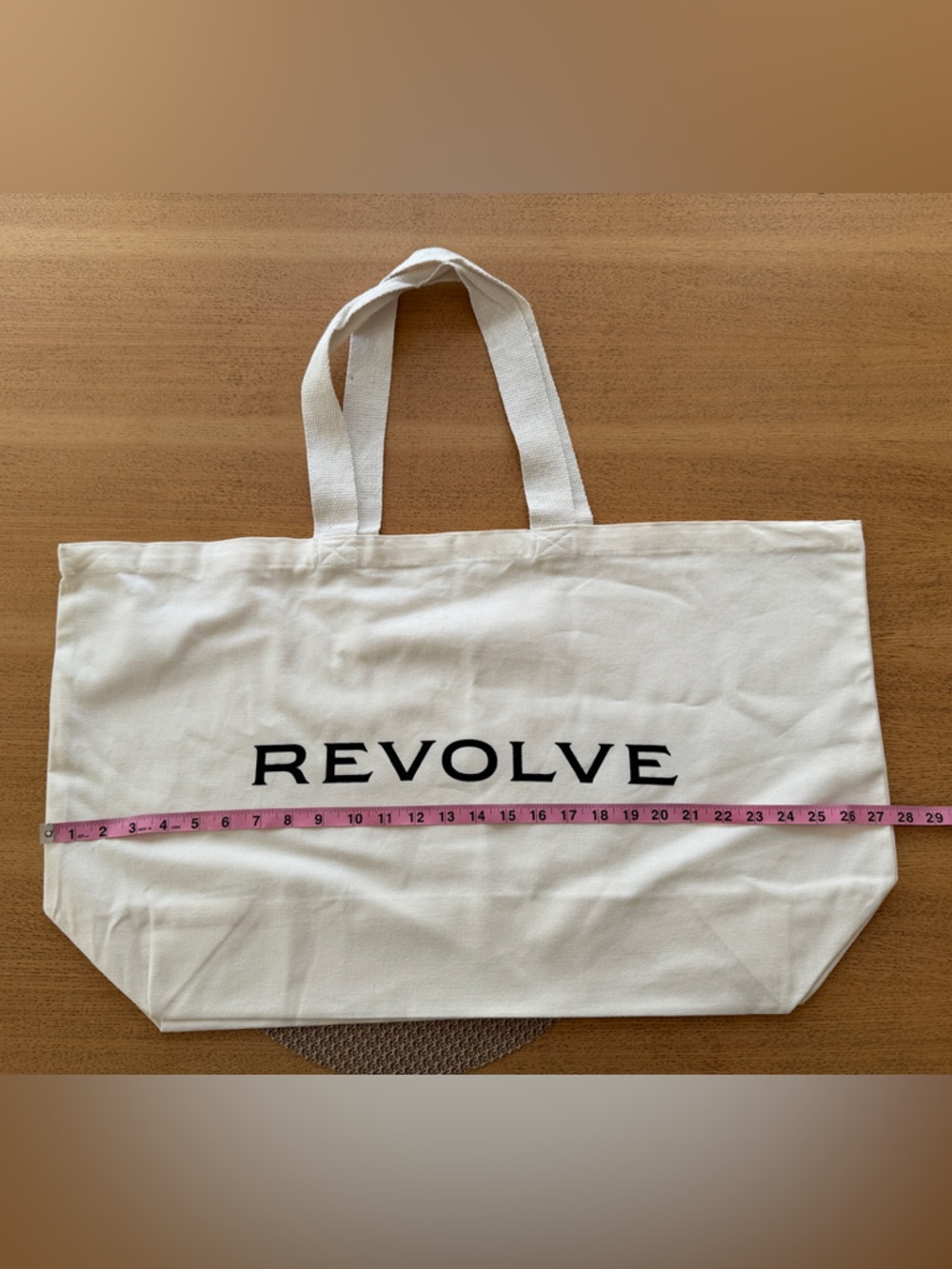REVOLVE White Canvas Tote with Black Logo - Picture 2 of 3
